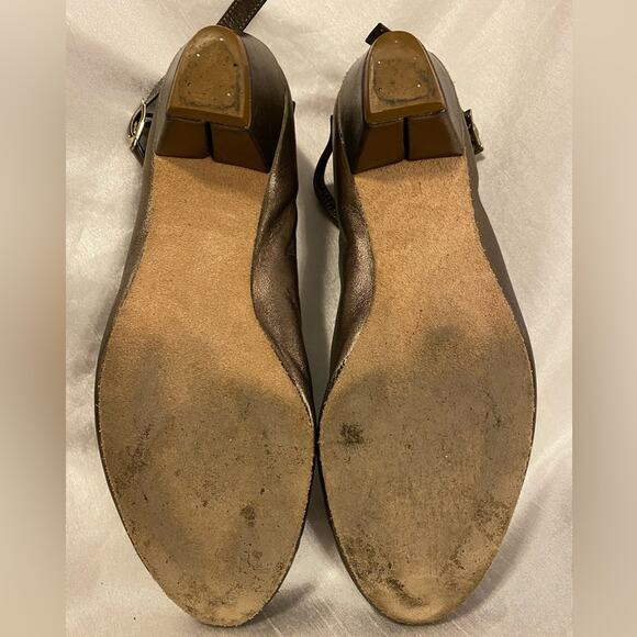 TicTacToes Gold Ankle Strap Dance Shoes Womens 6.5 1.25 inch Heel - Picture 6 of 6